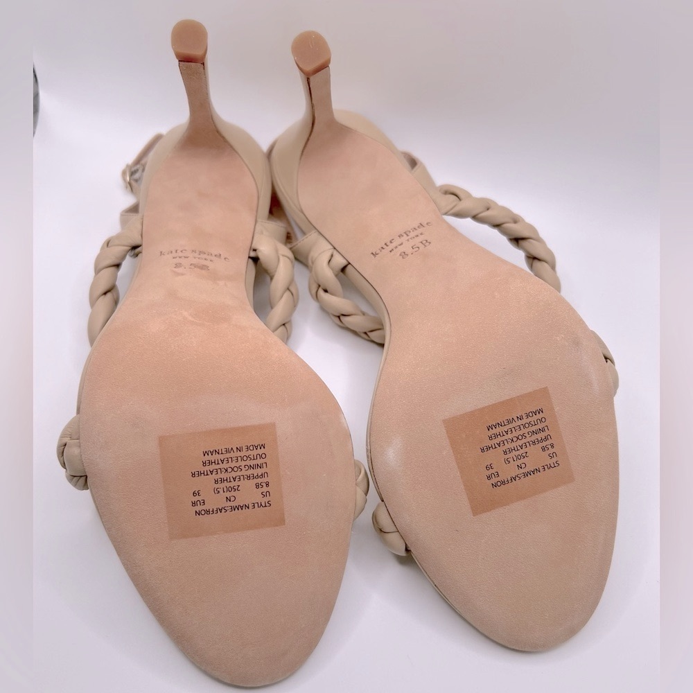 KATE SPADE New York Braided Saffron Leather Nude Slingback Sandal US 8.5 NEW - Picture 9 of 11